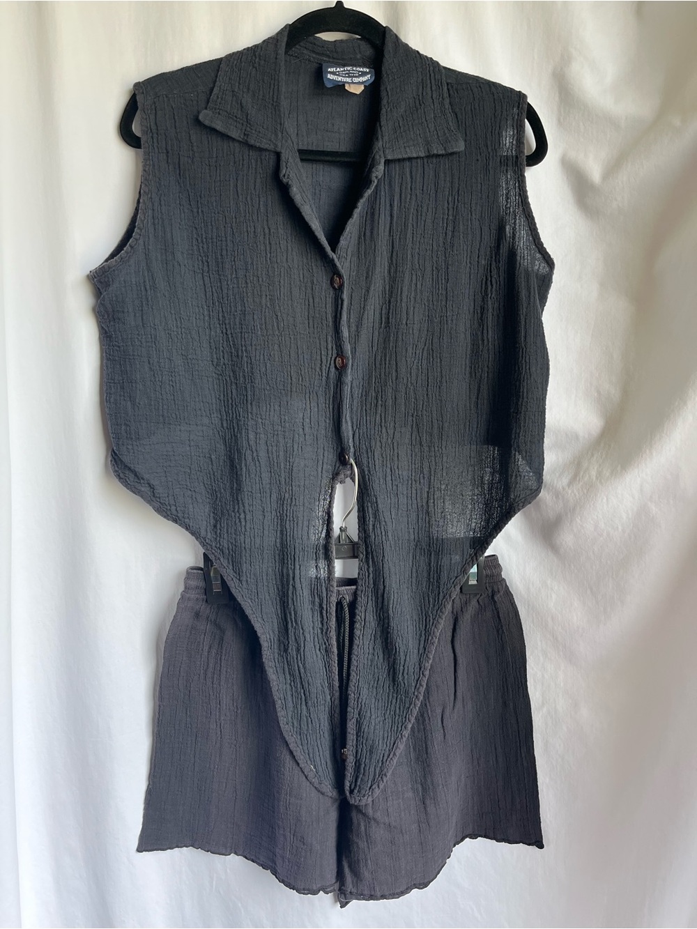 Vintage Y2K Atlantic coast adventure company 2pc tie front tank & shorts small